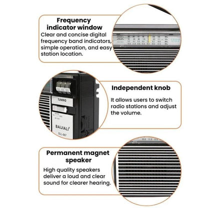 BAIJIALI BJL-667 FM AM SW Multi-Band Radio Portable Radio With Independent Knob, BAIJIALI BJL-667
