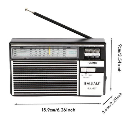 BAIJIALI BJL-667 FM AM SW Multi-Band Radio Portable Radio With Independent Knob, BAIJIALI BJL-667