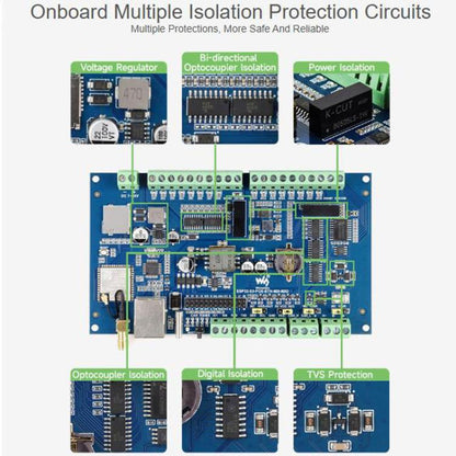 Control Board With 8-Channel Digital Input & Output, Built-In Xtensa 32-Bit LX7 Dual-Core Processor, Waveshare ESP32-S3-POE-ETH-8DI-8DO