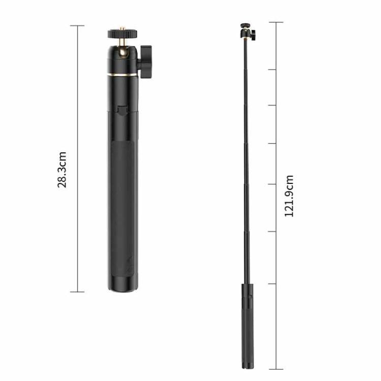 1.2m Extendable Selfie Stick Tripod For Action Cameras With Ball Head 360-Degree Rotatable