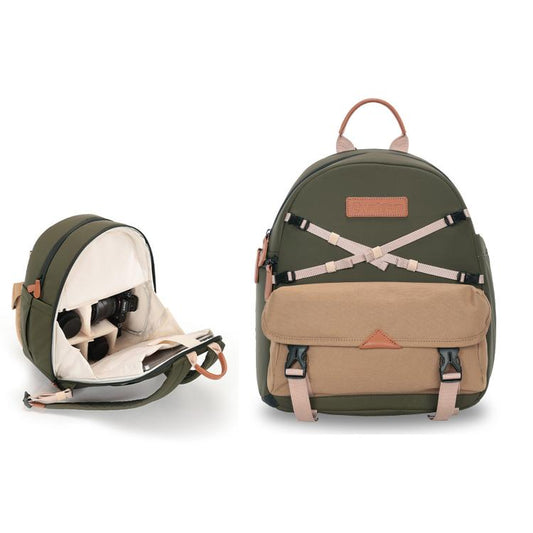 Cwatcun D249 Casual Shoulder Camera Bag Decompressorized Quick Access DSLR Storage Bag, Medium Army Green