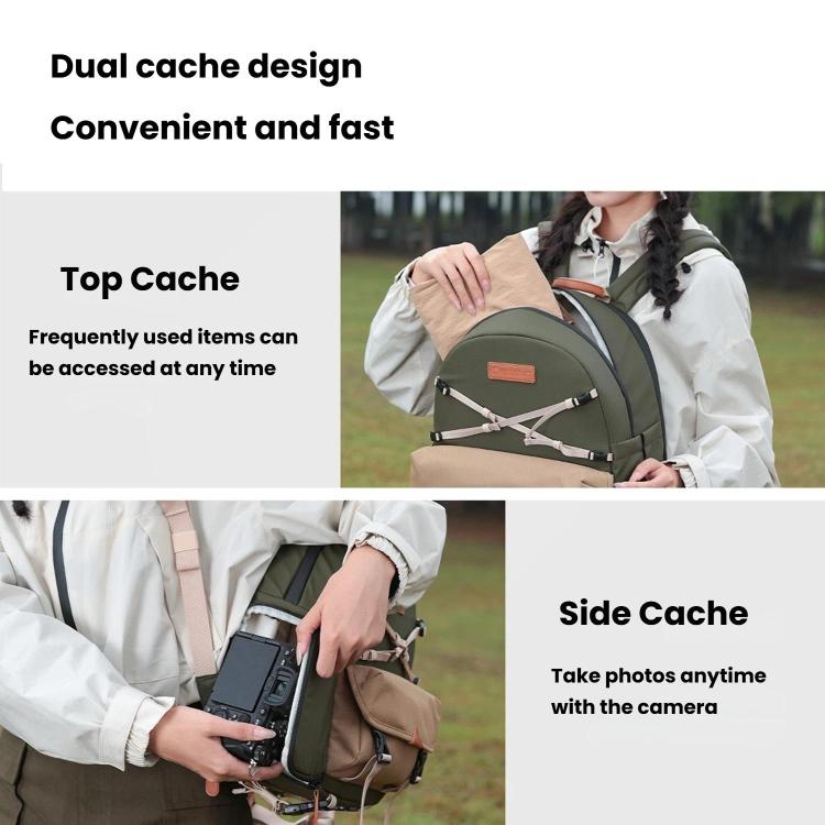 Cwatcun D249 Casual Shoulder Camera Bag Decompressorized Quick Access DSLR Storage Bag, Medium Army Green