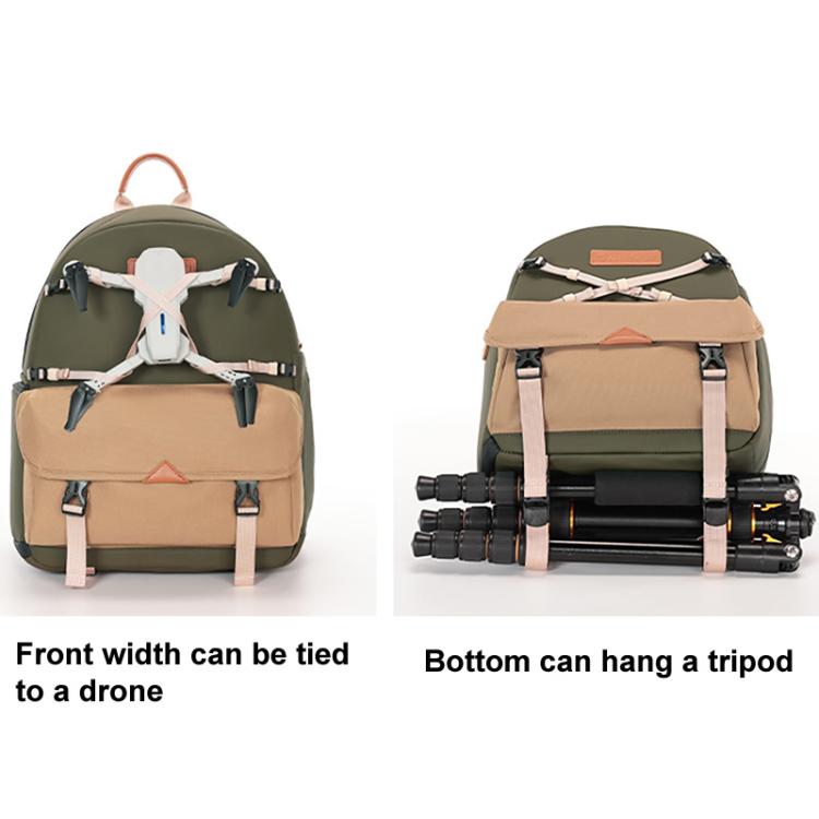 Cwatcun D249 Casual Shoulder Camera Bag Decompressorized Quick Access DSLR Storage Bag, Medium Army Green