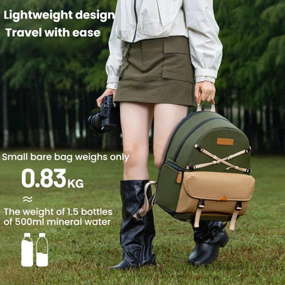 Cwatcun D249 Casual Shoulder Camera Bag Decompressorized Quick Access DSLR Storage Bag, Medium Army Green