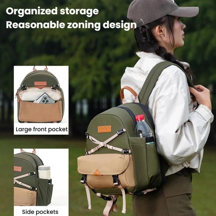 Cwatcun D249 Casual Shoulder Camera Bag Decompressorized Quick Access DSLR Storage Bag, Medium Army Green