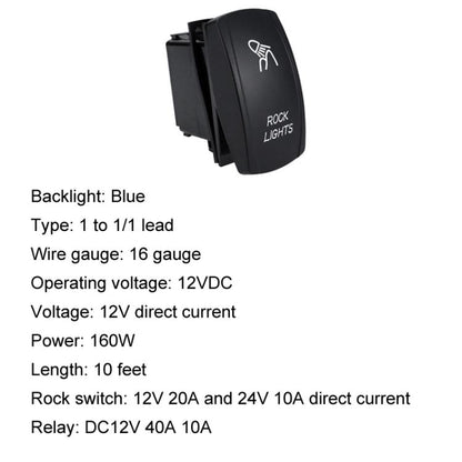 UTV Signal Light Switch Wiring Harness Kit With Waterproof 12V Automotive Relay, Headlight Model With Rock Light Wiring Harness, Bar Light Model With Flagpole Light Wiring Harness, Turn Signal Model With Turn Signal Stalk Switch