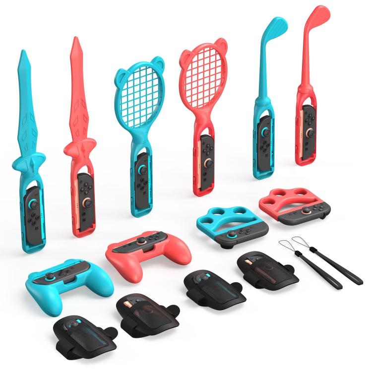 STARTRC GAMES Gamepad Sport Set Fencing Tennis Racket Racing Steering Wheel, For Nintendo Switch 2 14 In 1