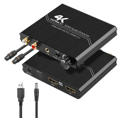 HDMI 2.0 Audio Extractor Support R/L Output And Volume Control 4K/60Hz Audio Splitter, US Plug, EU Plug