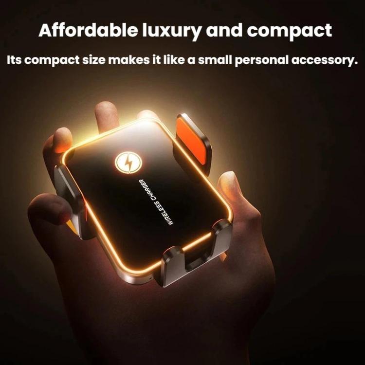 SD15 15W Electric Auto-Clamping Car Air Vent Mount 3-Axis Linkage Phone Wireless Charger With Ambient Light, SD15
