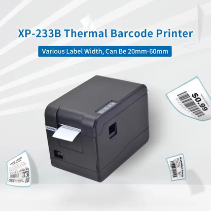 Xprinter XP-233B USB Thermal Barcode Printer For Adhesive Labels, 20-58mm Width, EU Plug, US Plug