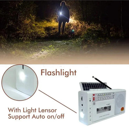Solar-Powered Magnetic Cassette Player Wireless SW Radio/Recorder