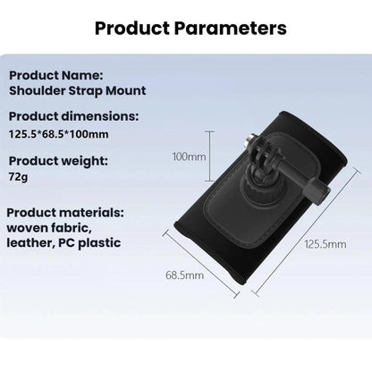 Universal Shoulder Strap Mount For Action Cameras With 360-Degree Rotating Ball Head Hands-Free POV Shooting