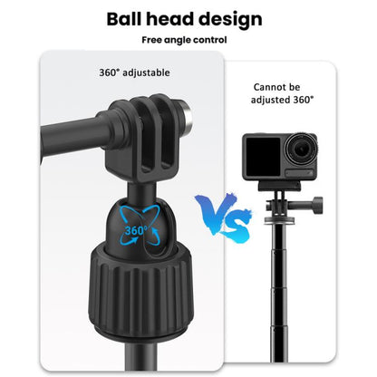 Adjustable 19-43cm Mini Handheld Selfie Stick Tripod with 360-degree Rotating Ball Head for Universal Action Cameras, 2-claw version