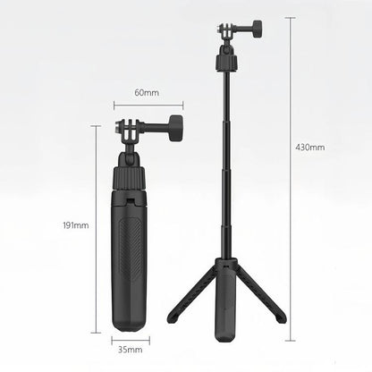 Adjustable 19-43cm Mini Handheld Selfie Stick Tripod with 360-degree Rotating Ball Head for Universal Action Cameras, 2-claw version