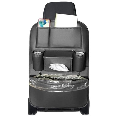 1109 Car Seat Back Leather Storage Organizer Vehicle-Mounted Hanging Trash Bag