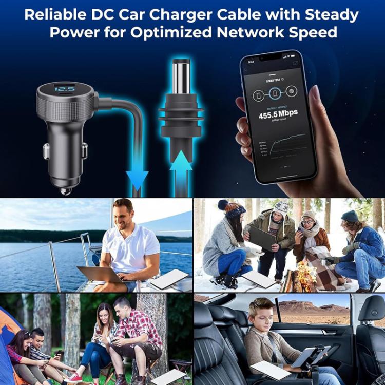 FSJ-089 163W For Starlink Mini Digital Display Waterproof Car Charger DC Power Cigarette Lighter, Black 3m, Black 5m, Grey 3m, Grey 5m