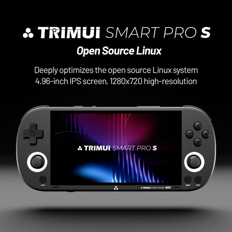 Trimui Smart Pro S Handheld Game Console 4.96-Inch IPS Screen TMR Joystick Allwinner A523 Processor, 64G, 128G, 256G