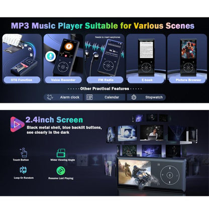 2.4 inch Colorful Screen MP3 Music Player With Bluetooth 5.0 Speaker, 4GB, 8GB, 16GB, 32GB, 64GB