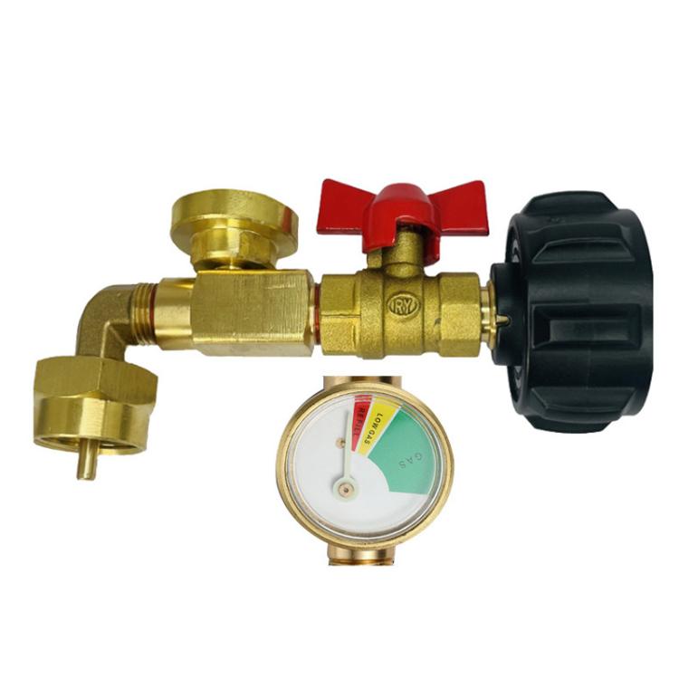 Propane Tank Refill Adapter With Luminous Gauge And Valve Gas Cylinder Filling Connector