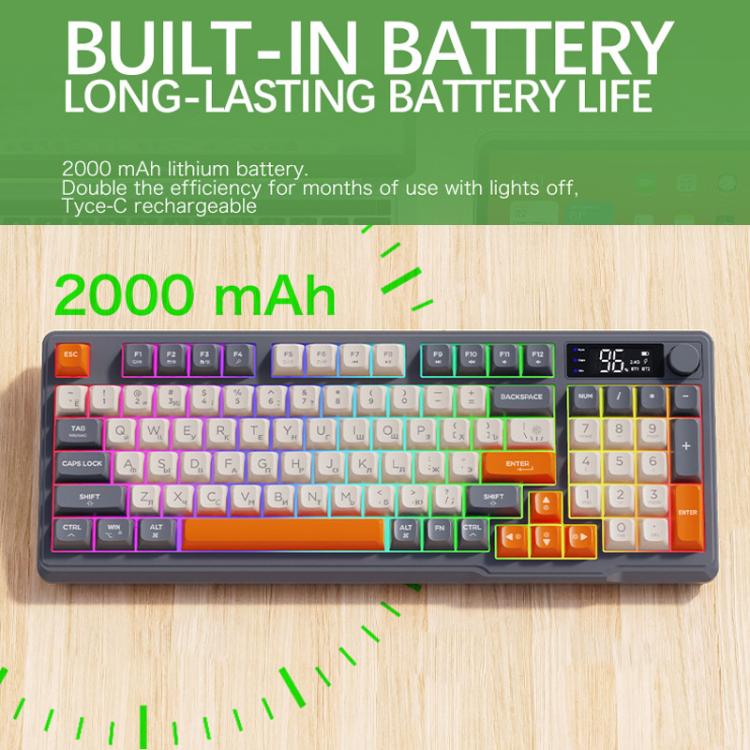 FREE WOLF M96 Wireless Bluetooth Dual-Mode Russian Keyboard PBT Dome Display Gaming Keyboard