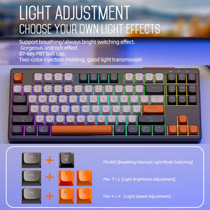 FREE WOLF M87 Russian 2.4G Wireless Bluetooth Dual-Mode Mechanical Keyboard