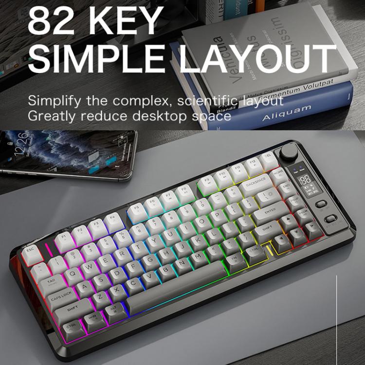 FREE WOLF M75 Russian Wireless Bluetooth Dual-Mode Mechanical Keyboard With PBT Gradient Caps and Display Screen
