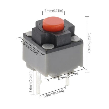 10pcs Silent Tactile Switch 2-Pin Button For Mouse, 6 x 6 x 7.3mm