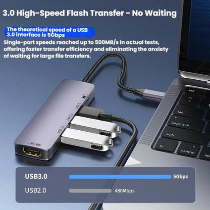 Type-C 5 In 1 Docking Station HDMI 4K 60Hz Screen Mirroring Converter USB 3.0 Splitter Laptop Hub, T615