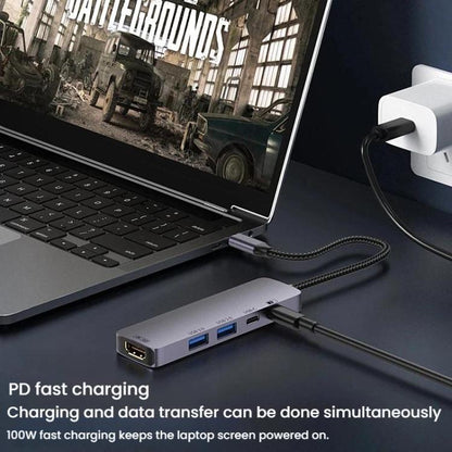 Type-C 5 In 1 Docking Station HDMI 4K 60Hz Screen Mirroring Converter USB 3.0 Splitter Laptop Hub, T615