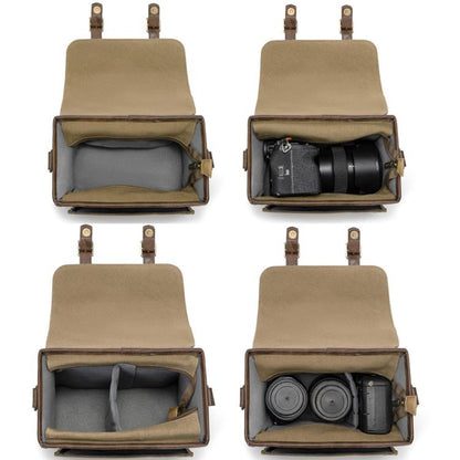 Cwatcun D181 Retro Single Shoulder Camera Bag Casual Mirrorless / DSLR Camera Canvas Bag, Small Brown, Medium Brown