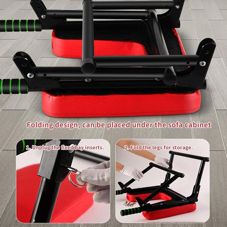 Foldable Yoga Inversion Bench Stand Yoga Chair for Balance Training, Core Strength Building, With T-shaped Cushion Black, With T-shaped Cushion Red, No Cushion Black, No Cushion Red