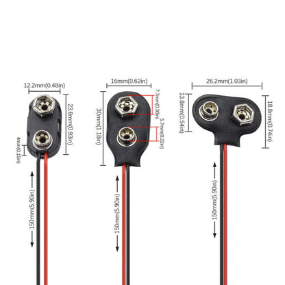 10pcs 9V Battery Clip With Wires Battery Holder Case, Type I Hard Buckle, Type I, Type T, Type I With DC Plug, Type T With DC Plug