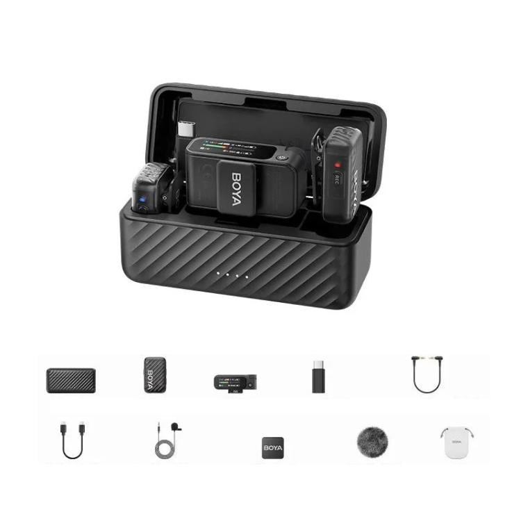 BOYA MIC2 Wireless Lavalier Microphone Mobile Camera Live Streaming Noise Reduction Film & TV Recording Mic, 03 1 To 1 No Case, 02 1 To 2 With Case No Lapel Mic, 01 1 To 2 With Case+Lapel Mic