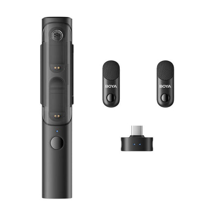 BOYA Magic 4 In 1 Flexible Wireless Lapel Microphone Live Streaming With Noise Reduction Interviews Desktop Mic, 07 Type-C 1 To 1 With Charging Case, 05 Type-C 1 To 2 With Charging Case, 02 3 Receivers+2 Transmitters+Charging Case