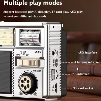 MD-979S Portable Solar Powered Bluetooth Speaker Multi-Function Outdoor Antenna Radio