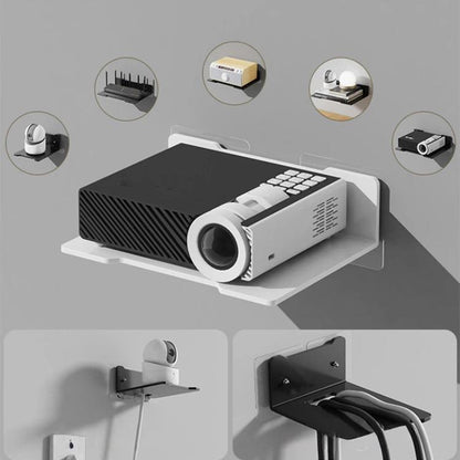 No Drill Wall Mount Shelf Carbon Steel Organizer for Projector, Camera, Router, TV Set-Top Box with Cable Hole Design, Small Black, Medium Black, Large Black, Small White, Medium White, Large White