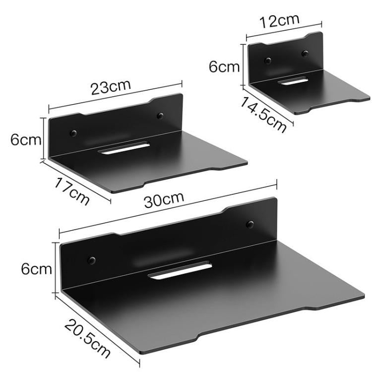 No Drill Wall Mount Shelf Carbon Steel Organizer for Projector, Camera, Router, TV Set-Top Box with Cable Hole Design, Small Black, Medium Black, Large Black, Small White, Medium White