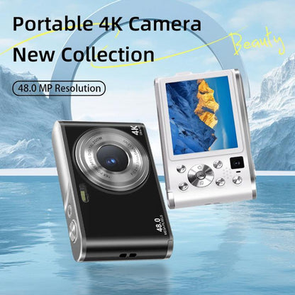 HD 4K Dual Lens Selfie Digital Camera Portable Card-Style CCD Student Camera, Black, White, Black+32G Memory Card, White+32G Memory Card