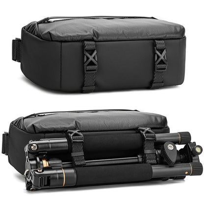 QISEMIAN Men Messenger Camera Bag Water-Resistant DSLR Photography Sling Bag With Removable Dividers & Tripod Mount