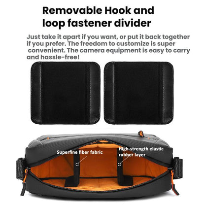 QISEMIAN XK110 Men Messenger Camera Bag Water-Resistant DSLR Photography Sling Bag With Removable Dividers & Tripod Mount