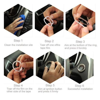 Car One-Touch Start Diamond-Embellished Trim Ring Sticker