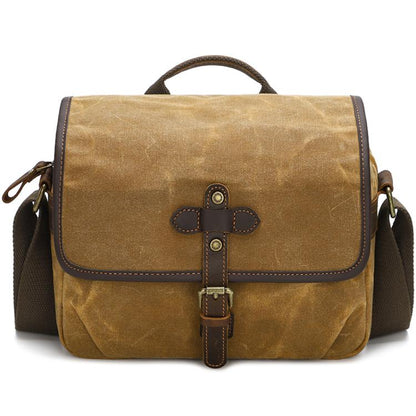 Waxed Canvas Camera Messenger Bag with Adjustable Dividers for DSLR Photography and Travel, L Dusty Yellow, L Army Green, S Army Green, S Dusty Yellow, S Deep Gray