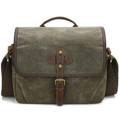 Waxed Canvas Camera Messenger Bag with Adjustable Dividers for DSLR Photography and Travel, L Dusty Yellow, L Army Green, S Army Green, S Dusty Yellow, S Deep Gray
