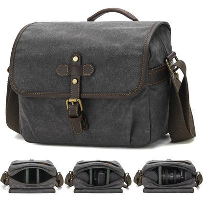 Waxed Canvas Camera Messenger Bag with Adjustable Dividers for DSLR Photography and Travel, L Dusty Yellow, L Army Green, S Army Green, S Dusty Yellow, S Deep Gray