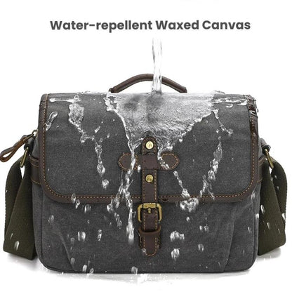 Waxed Canvas Camera Messenger Bag with Adjustable Dividers for DSLR Photography and Travel, L Dusty Yellow, L Army Green, S Army Green, S Dusty Yellow, S Deep Gray
