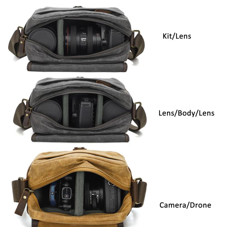 Waxed Canvas Camera Messenger Bag with Adjustable Dividers for DSLR Photography and Travel, L Dusty Yellow, L Army Green, S Army Green, S Dusty Yellow, S Deep Gray