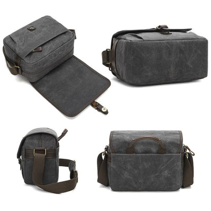 Waxed Canvas Camera Messenger Bag with Adjustable Dividers for DSLR Photography and Travel, L Dusty Yellow, L Army Green, S Army Green, S Dusty Yellow, S Deep Gray