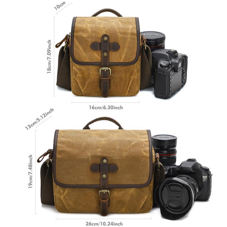 Waxed Canvas Camera Messenger Bag with Adjustable Dividers for DSLR Photography and Travel, L Dusty Yellow, L Army Green, S Army Green, S Dusty Yellow, S Deep Gray