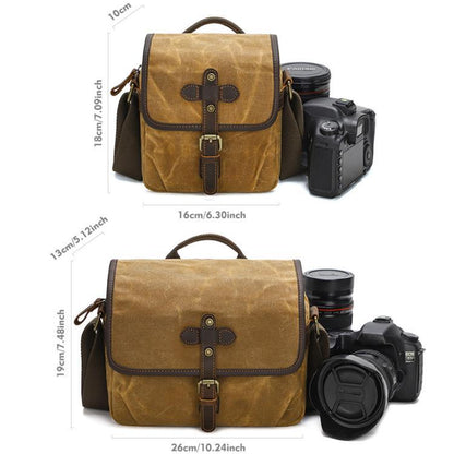 Waxed Canvas Camera Messenger Bag with Adjustable Dividers for DSLR Photography and Travel, L Dusty Yellow, L Army Green, S Army Green, S Dusty Yellow, S Deep Gray