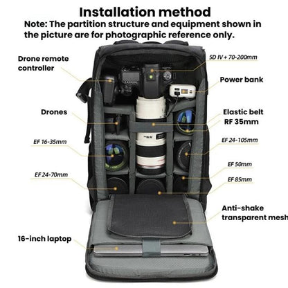 AK818 Waterproof Anti-Theft Dual-Shoulder Camera Bag Large-Capacity Photography Backpack